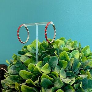 RED RETRO HOOP EARRINGS